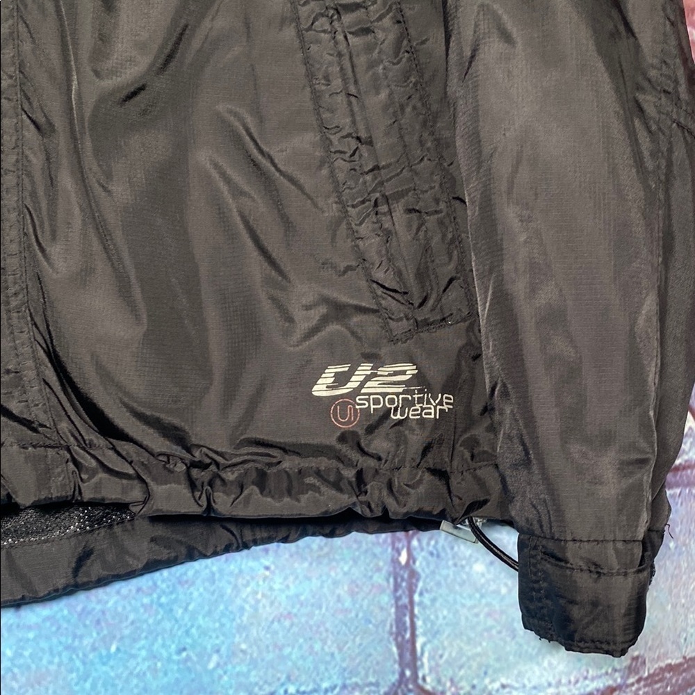 U2 Sportswear Jacket XS Black Lightweight Hooded Windbreaker Zip Mesh Lined - Picture 3 of 14